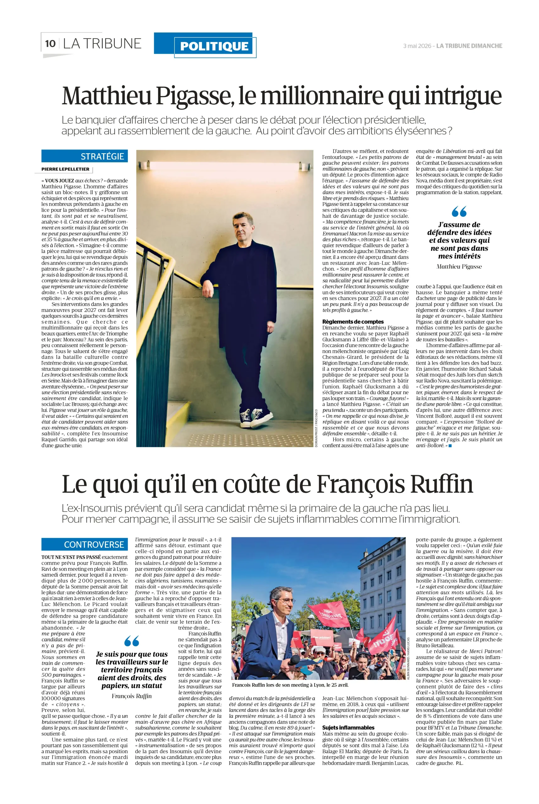 La Tribune du Dimanche - Hans Lucas | Francois Ruffin